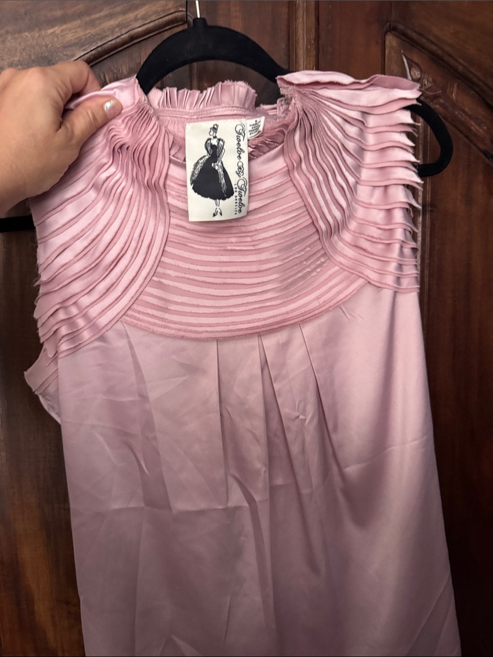 Twelve by Twelve Dusty Pink Pleated Neck Sleeveless Blouse